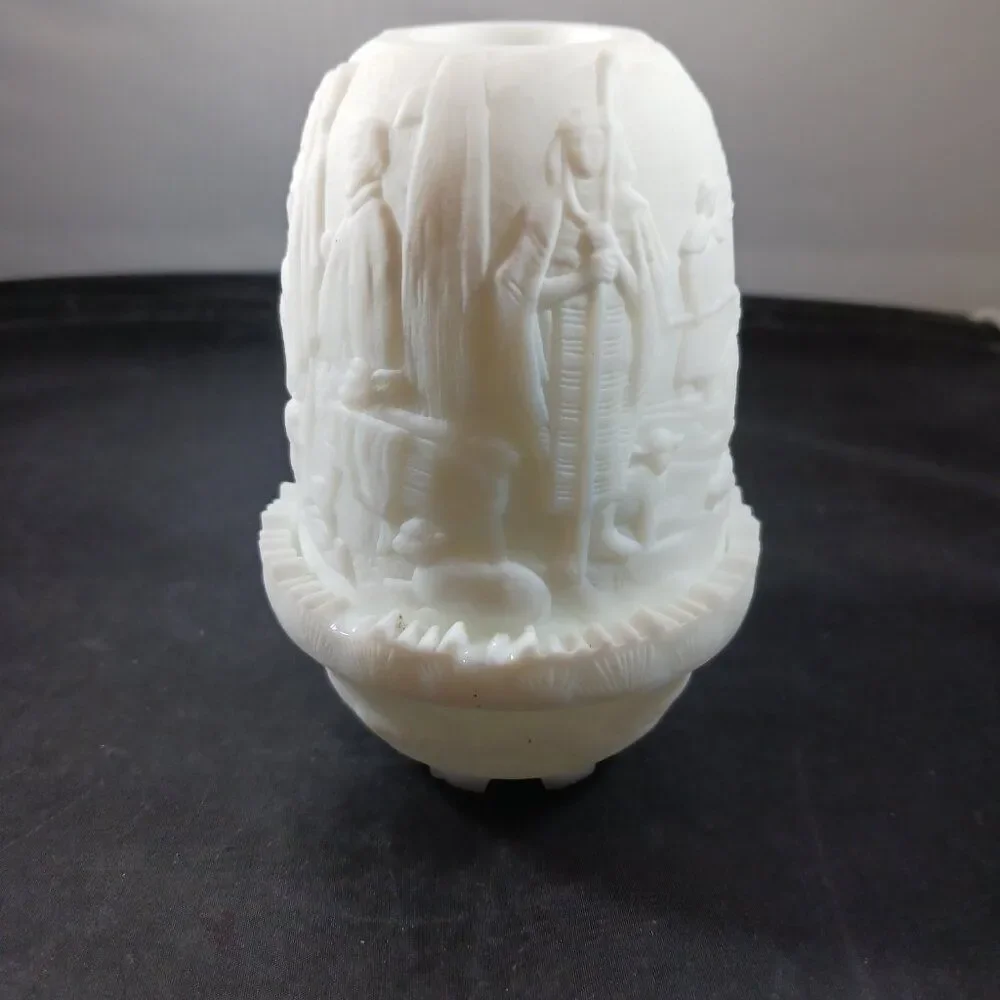 Fenton Vintage Christmas Nativity Fairy Lamp Candle Holder
